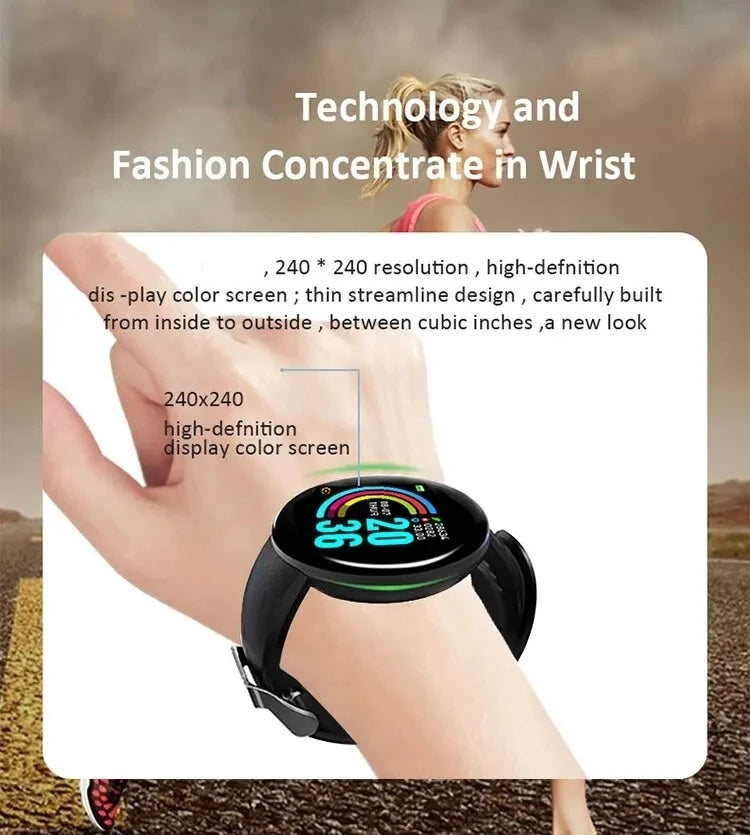 Smartwatch Fitness Sport Bracelet Smart Watch Electronic Information Reminder Music Control Circular Digital Men D18 For Xiaomi