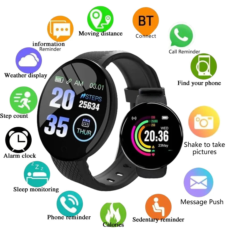 Smartwatch Fitness Sport Bracelet Smart Watch Electronic Information Reminder Music Control Circular Digital Men D18 For Xiaomi