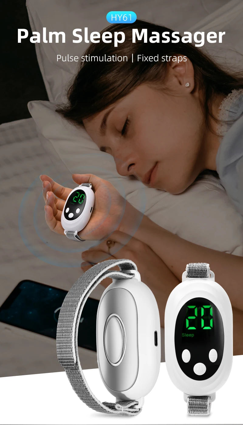 New Microcurrent Sleep Aid Device EMS Sleep Aid Machine Sleep Instrument for Insomnia Stress Anxiety Relief Palm Pulse Massager