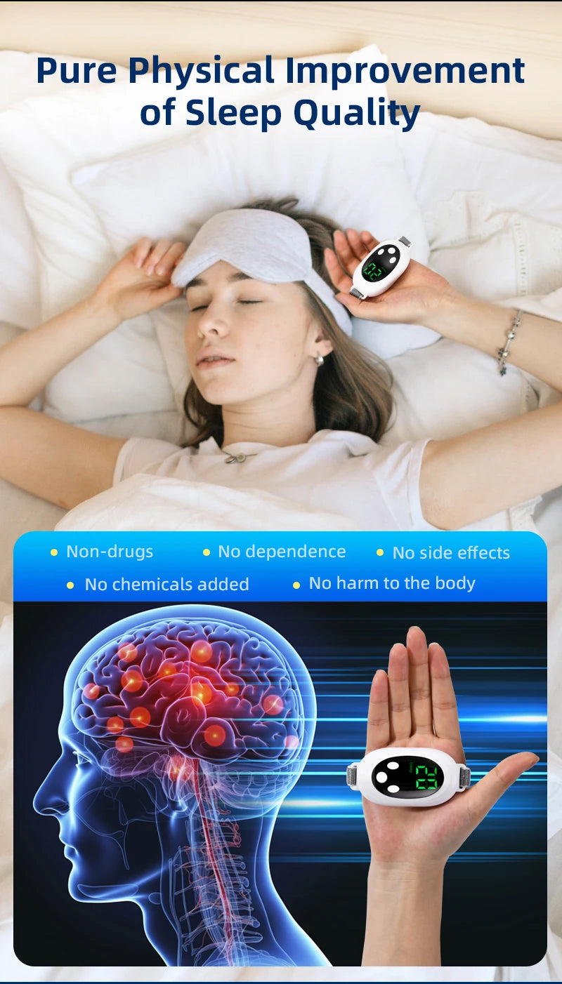 New Microcurrent Sleep Aid Device EMS Sleep Aid Machine Sleep Instrument for Insomnia Stress Anxiety Relief Palm Pulse Massager